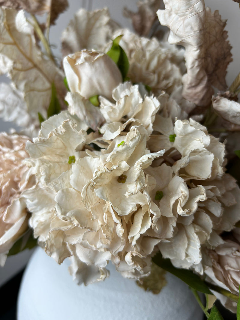 Oyster blush Ruffled Hydrangea Stem