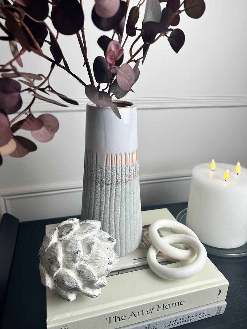 Natural grey sandstone two tone ombré vase