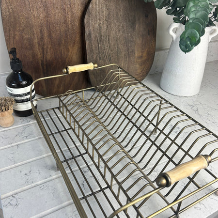 Antique brass Brompton dish plate rack