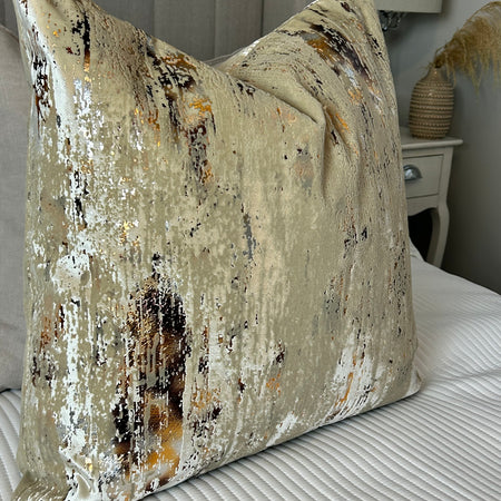Torcello Natural Taupe beige Bronze Gold Feather Cushion 45cm & 56cm