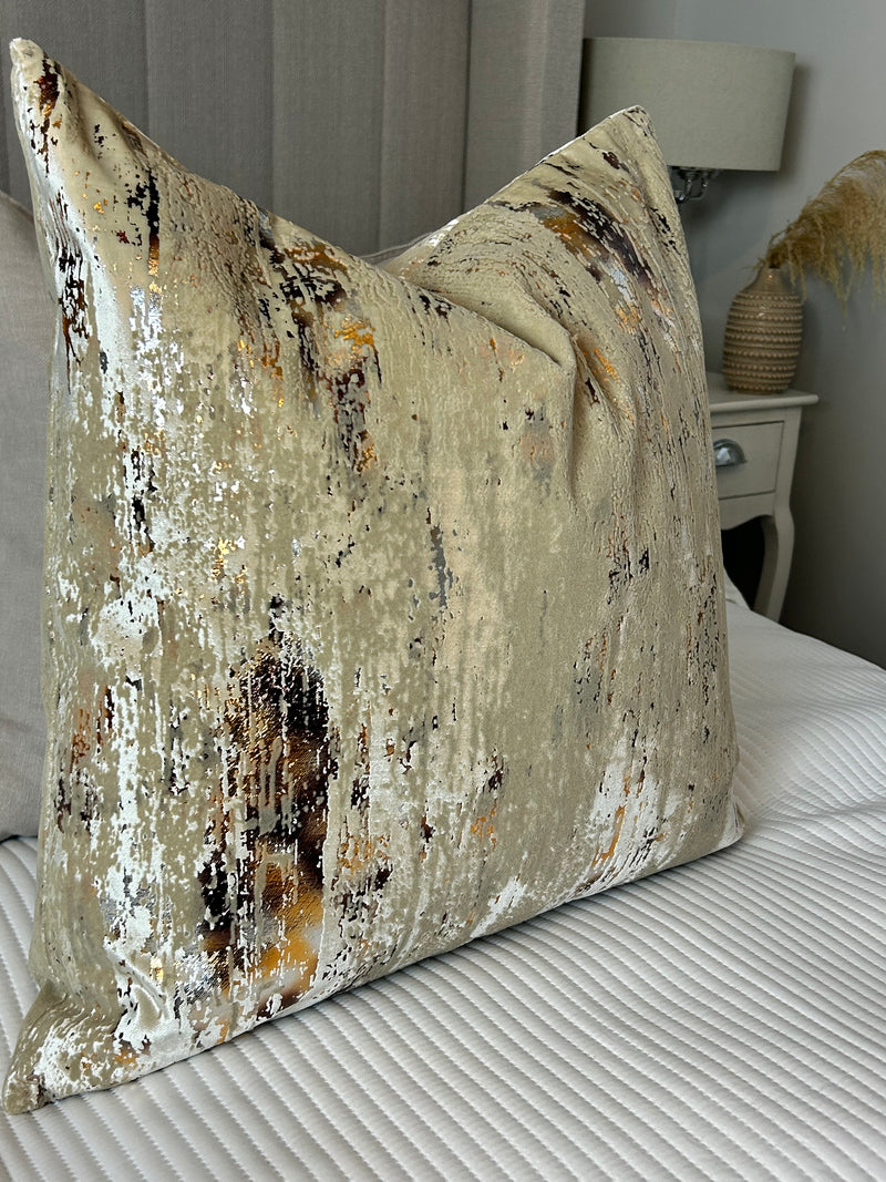 Torcello Natural Taupe beige Bronze Gold Feather Cushion 45cm & 56cm