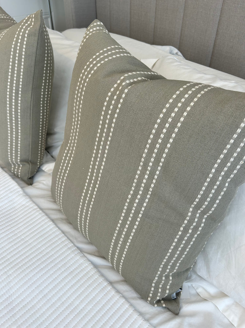 Taupe Stab Stitch Linen 50cm Cushion