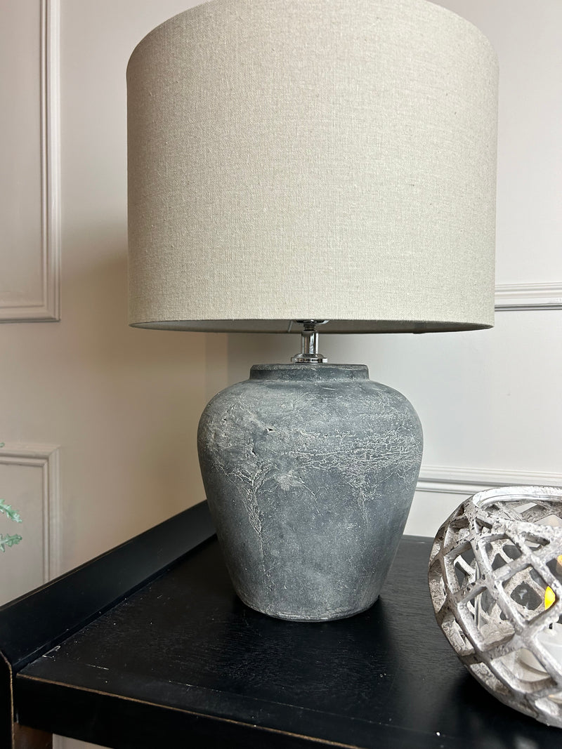 Amalfi Dark Grey Table Lamp With Linen Shade