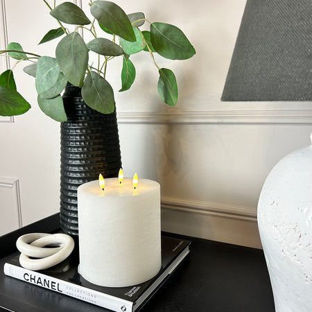 Matt black textured tall hammered vase 35cm