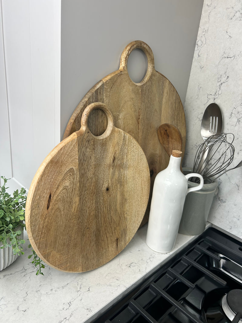 Round handle wooden chopping board mango wood