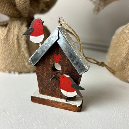 Robin Birdhouse Hanging Decoration