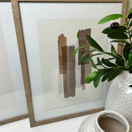 Burgundy brown abstract framed art 2 styles 40x50cm