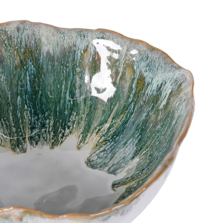 Green decorative ombré bowl on foot stand