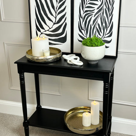 Black rectangular turned leg console table
