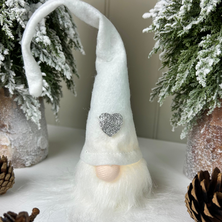 White LED hanging sitting Gonk with Heart Hat