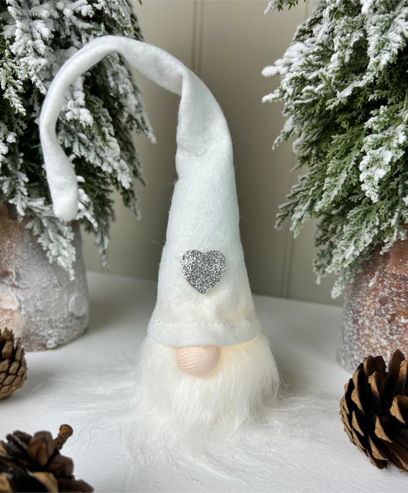 White LED hanging sitting Gonk with Heart Hat