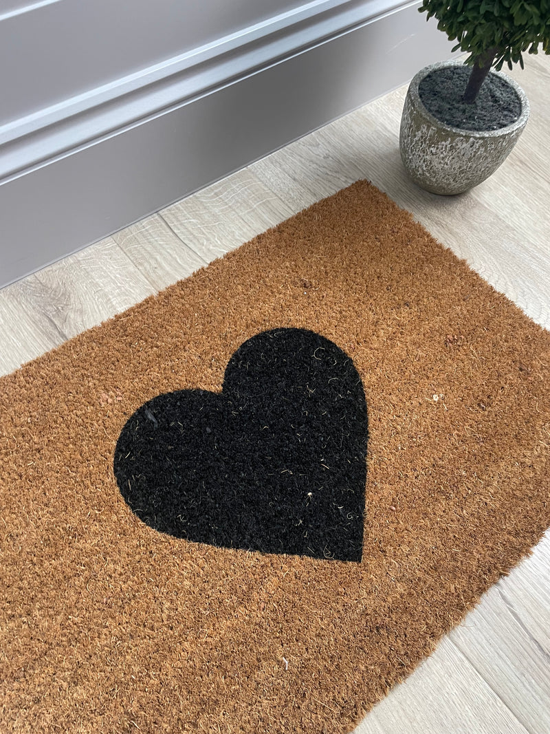 Heart coir door mat rug 60x40