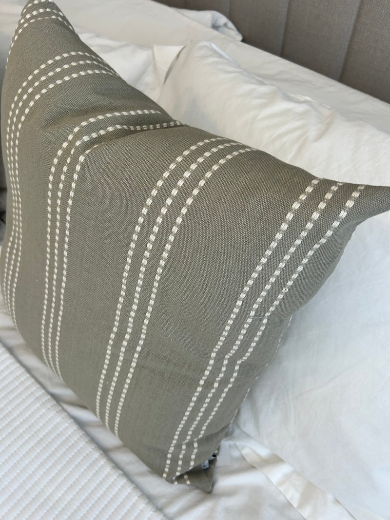 Taupe Stab Stitch Linen 50cm Cushion