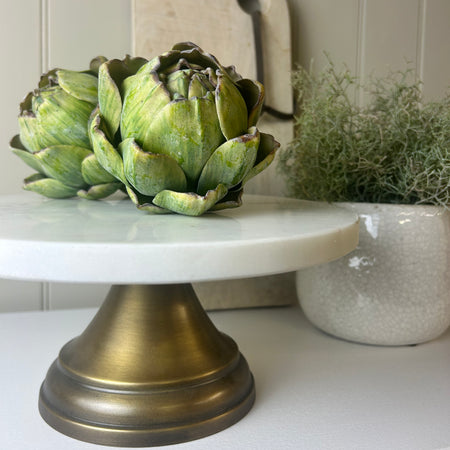 Brass and marble cake stand