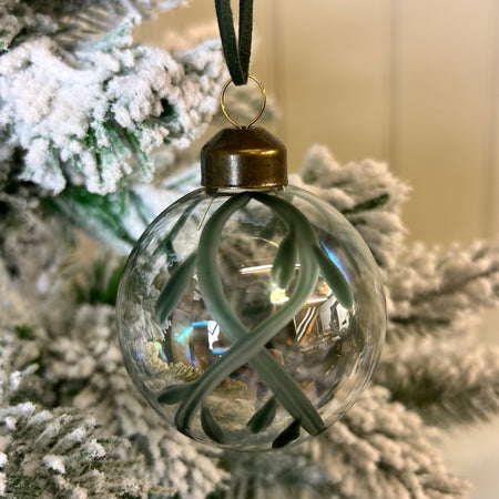 Glass mistletoe hand painted hanging bauble 6cm