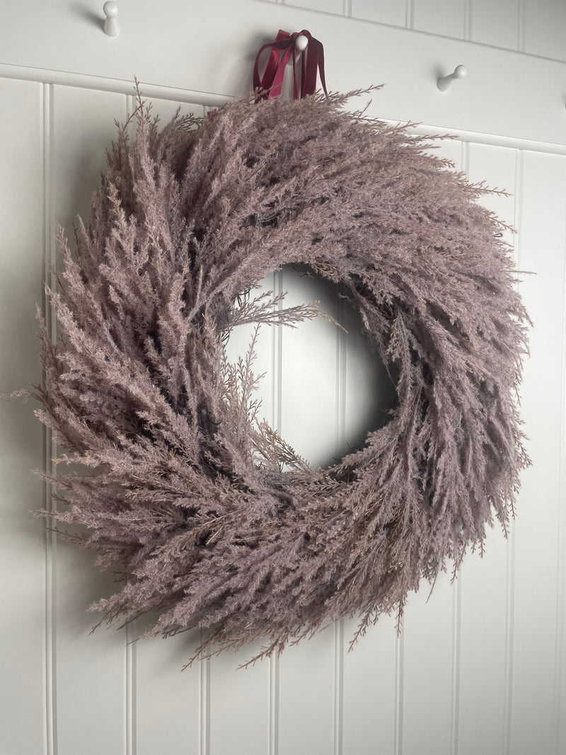 Flocked pampas wreath 55cm