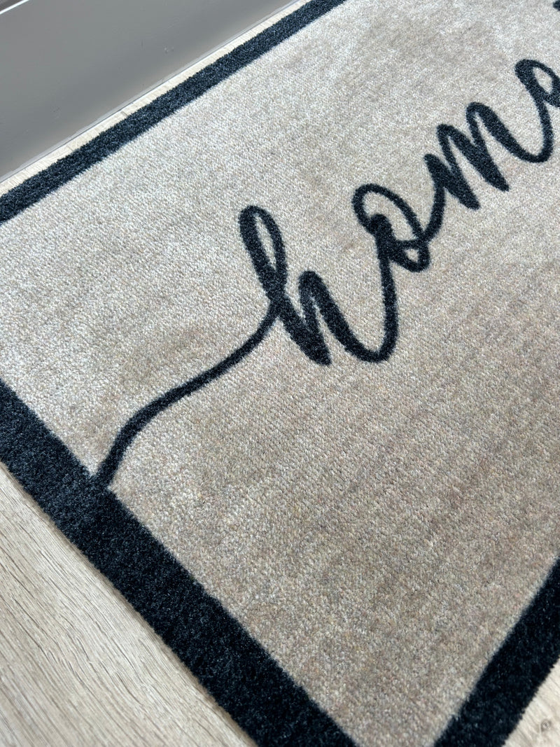 Home machine washable door mat rug cream black 50x75