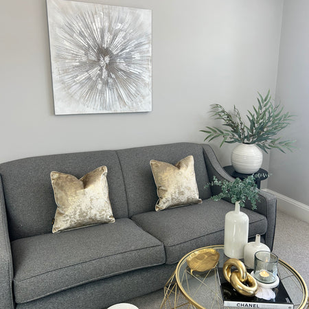 Silver and gold starburst dandelion canvas art 80x80