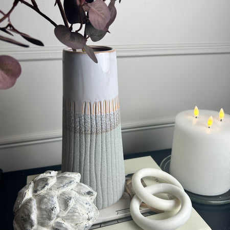 Natural grey sandstone two tone ombré vase