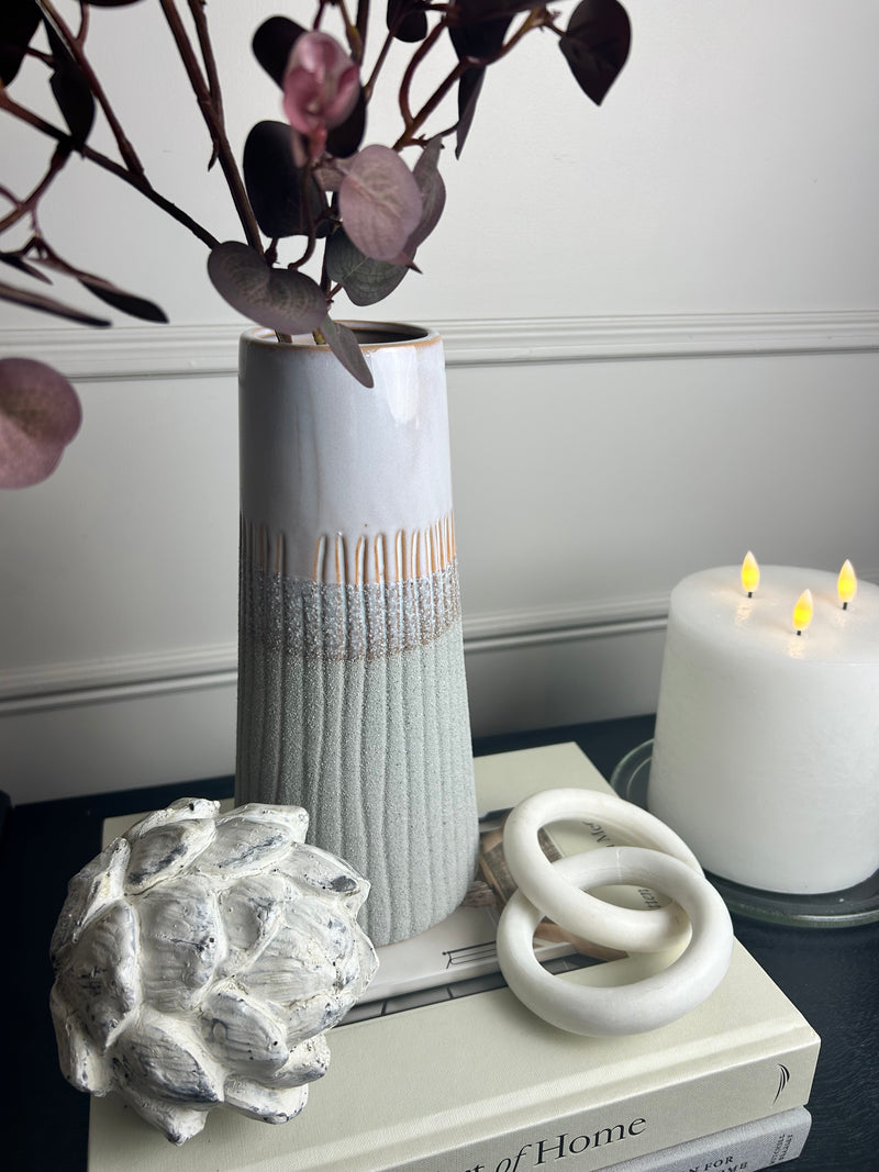 Natural grey sandstone two tone ombré vase