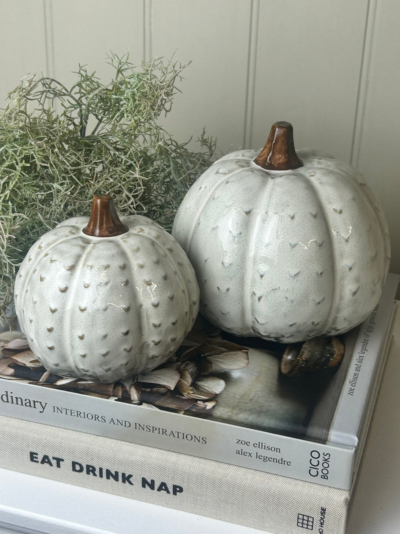 Patterned textured ceramic autum Halloween pumpkin 2 sizes