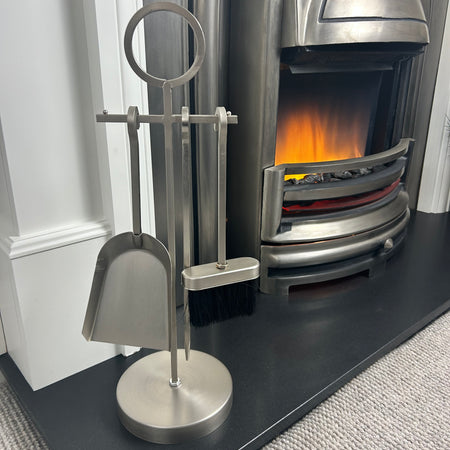 Fireside tool set silver metal finish