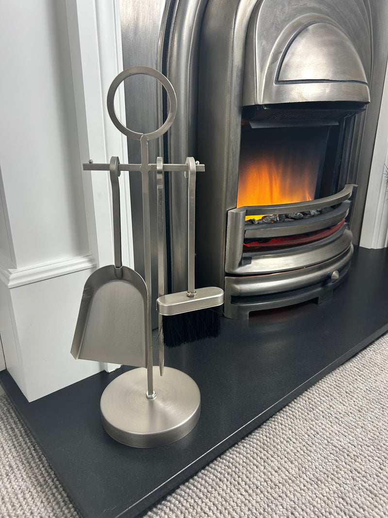 Fireside tool set silver metal finish