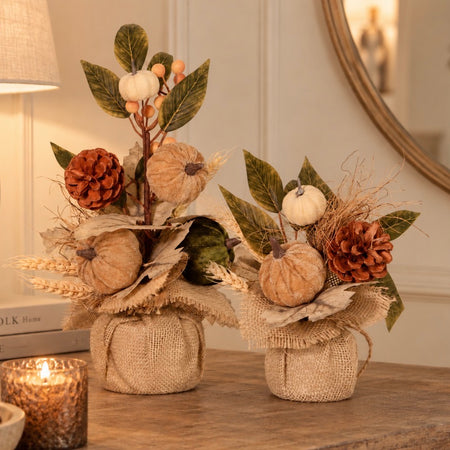 Autumn pumpkin trees in hessian bag base 2 sizes