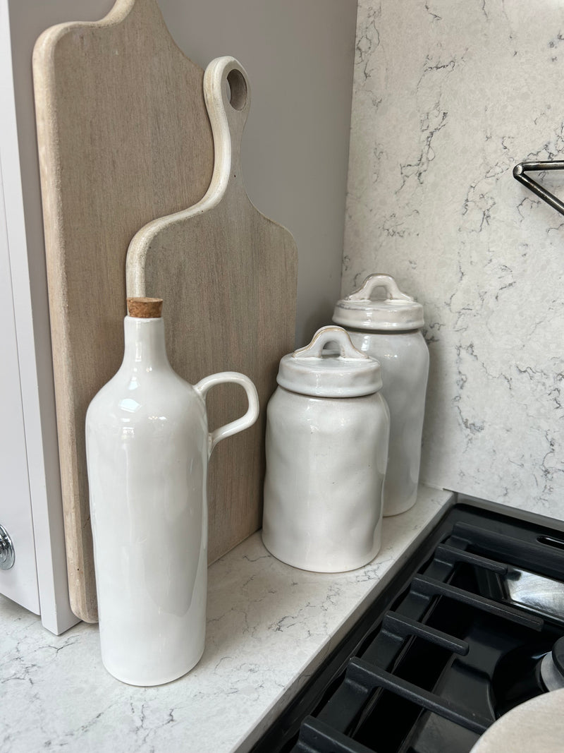 Ceramic white oil bottle