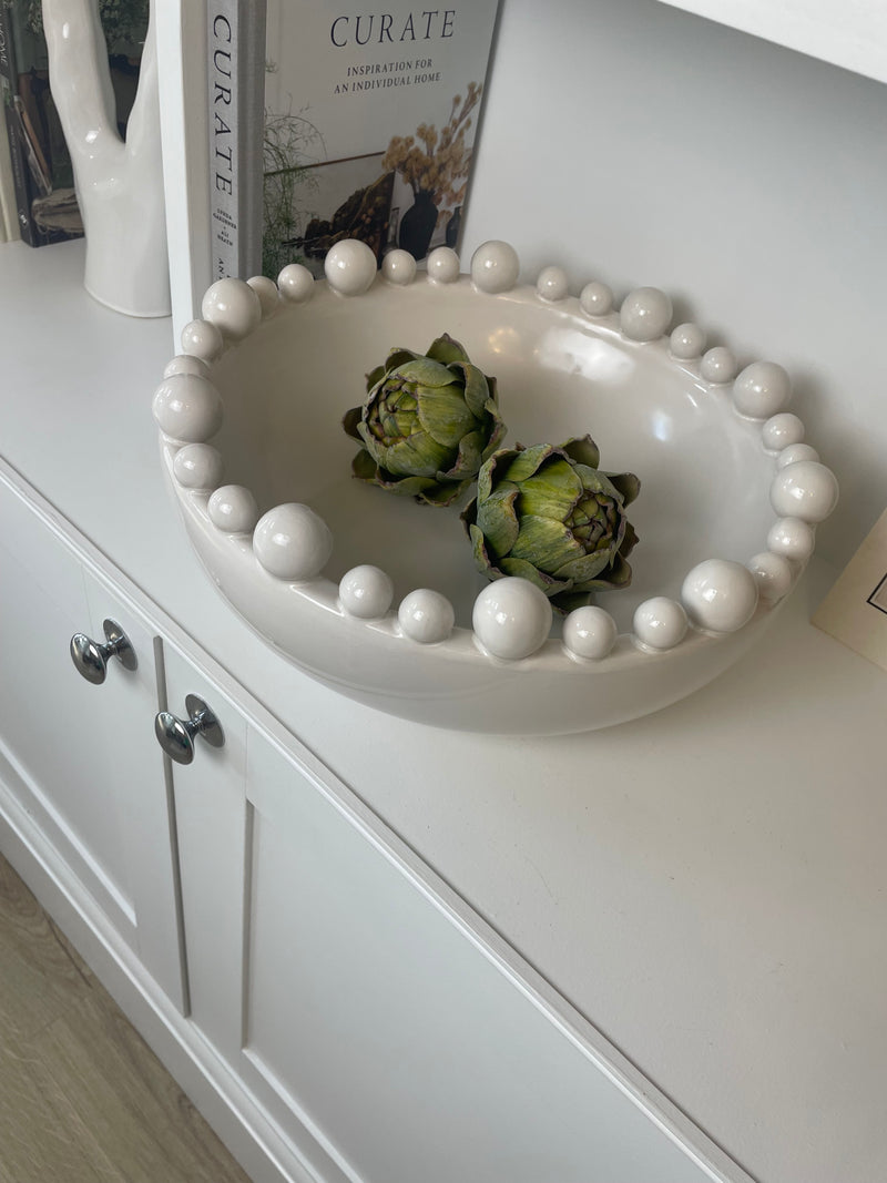 Matt White ceramic large bobble bowl