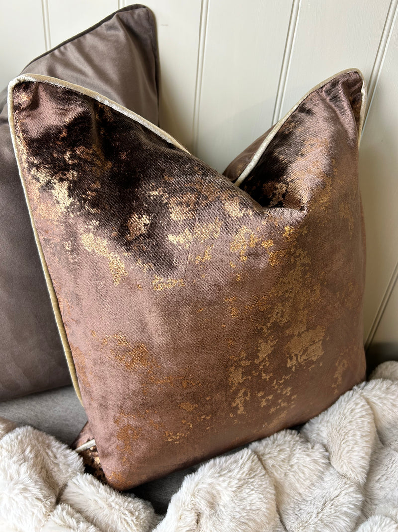 Paul Moneypenny Chocolate brown bronze Feather Filled 43cm luxury Cushion