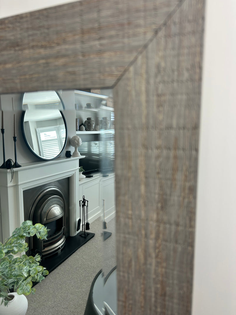 Grey wash wooden chunky mirror 2 sizes