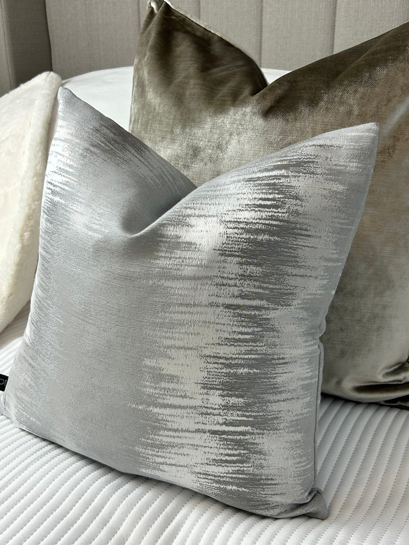 Equinox Natural grey Zig Zag Feather Filled Cushion 43cm x 43cm