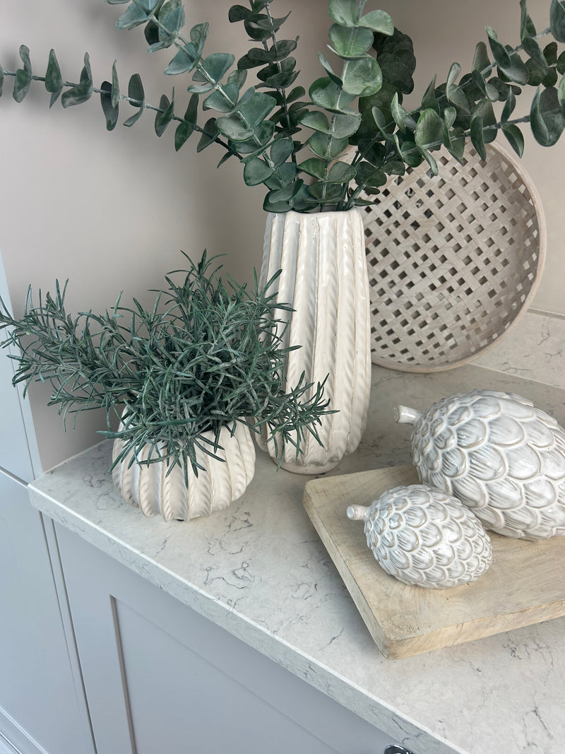 Osmington tall textured off white vase 28cm