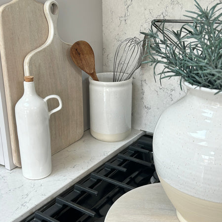 Ceramic white oil bottle