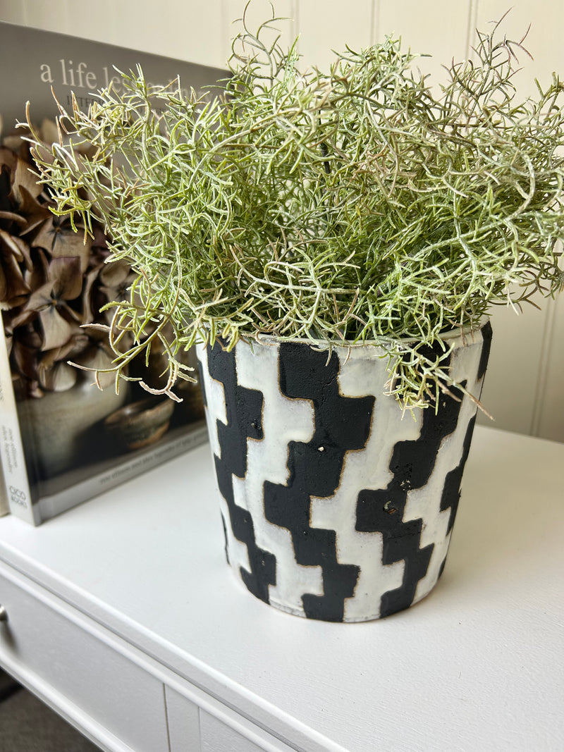 Large Ceramic rustic checker plant pot