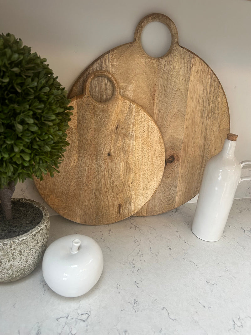Round handle wooden chopping board mango wood