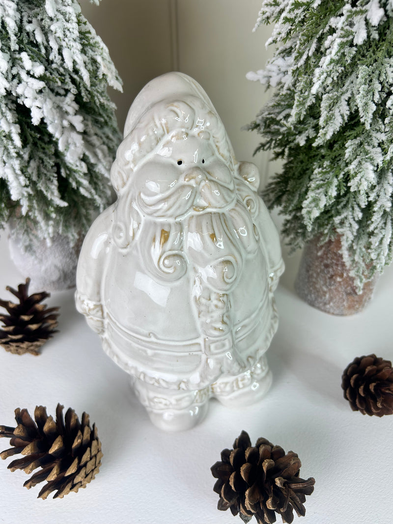 Large Rustic glaze Ceramic Yuletide Santa Ornament