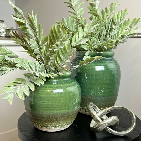 Seville green distressed tall vase