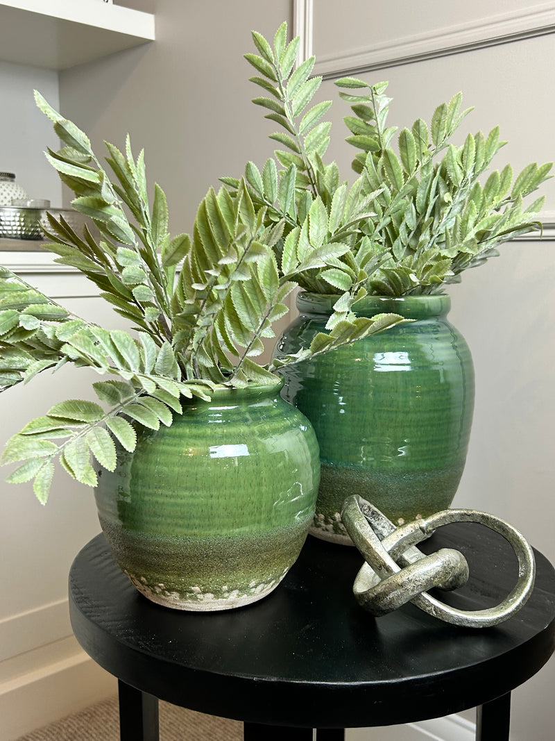 Seville green distressed tall vase