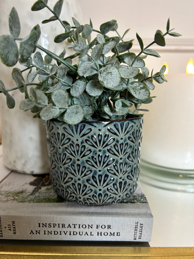 Blue Glazed Terracotta plant pot