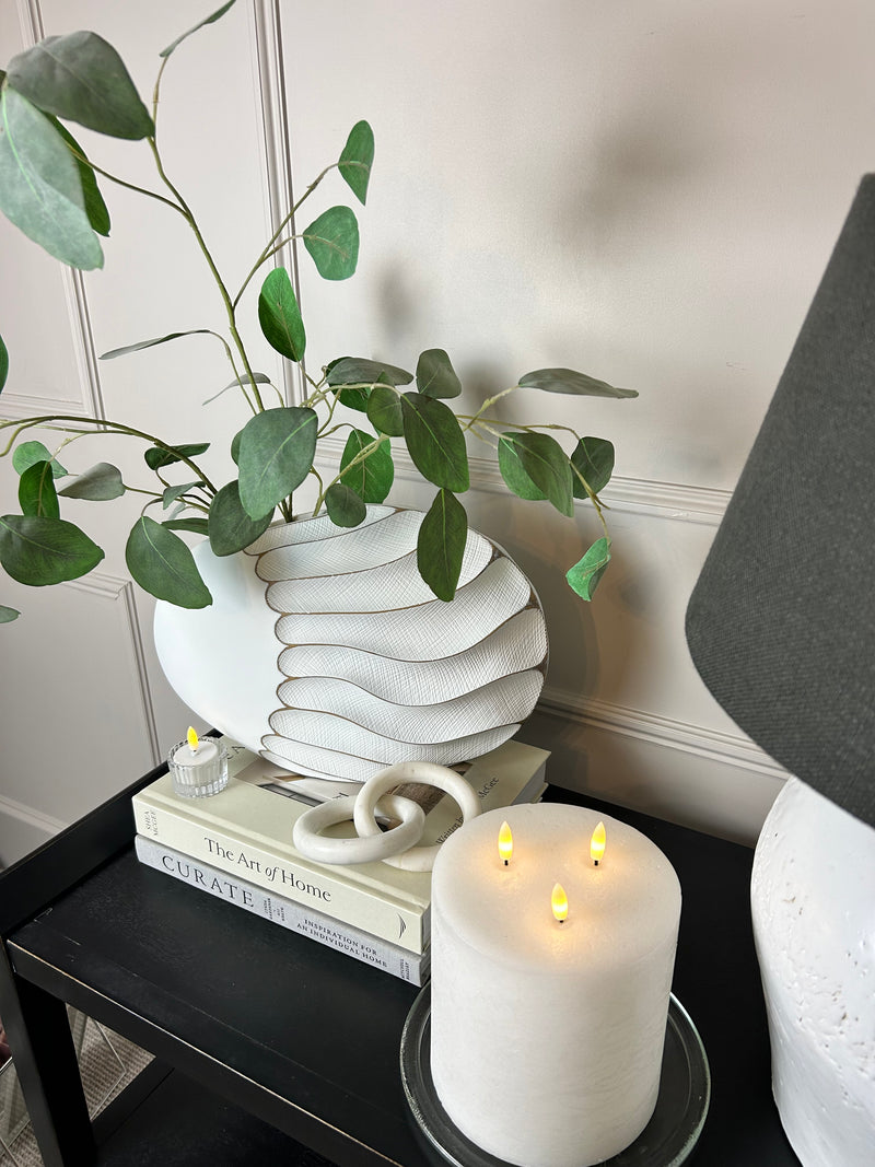 Wave brown and off white textured vase