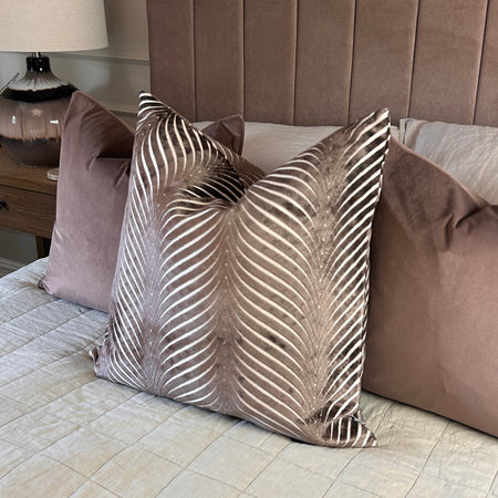 Rada Chocolate Brown Velvet Feather Filled Luxe Cushion 43cm & 56cm
