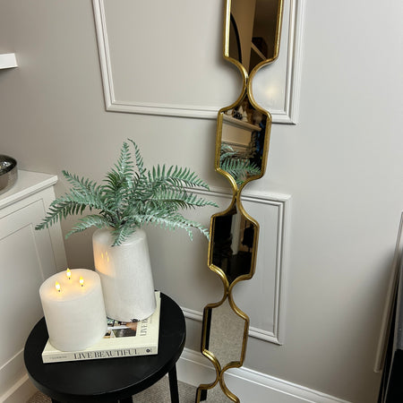 Tall slim gold decorative mirror