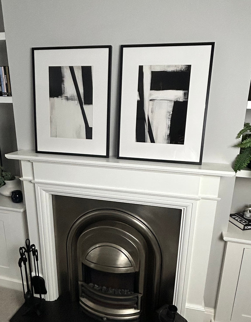 Set of two Monochrome frame frame mounted Graphic Serenity pictures