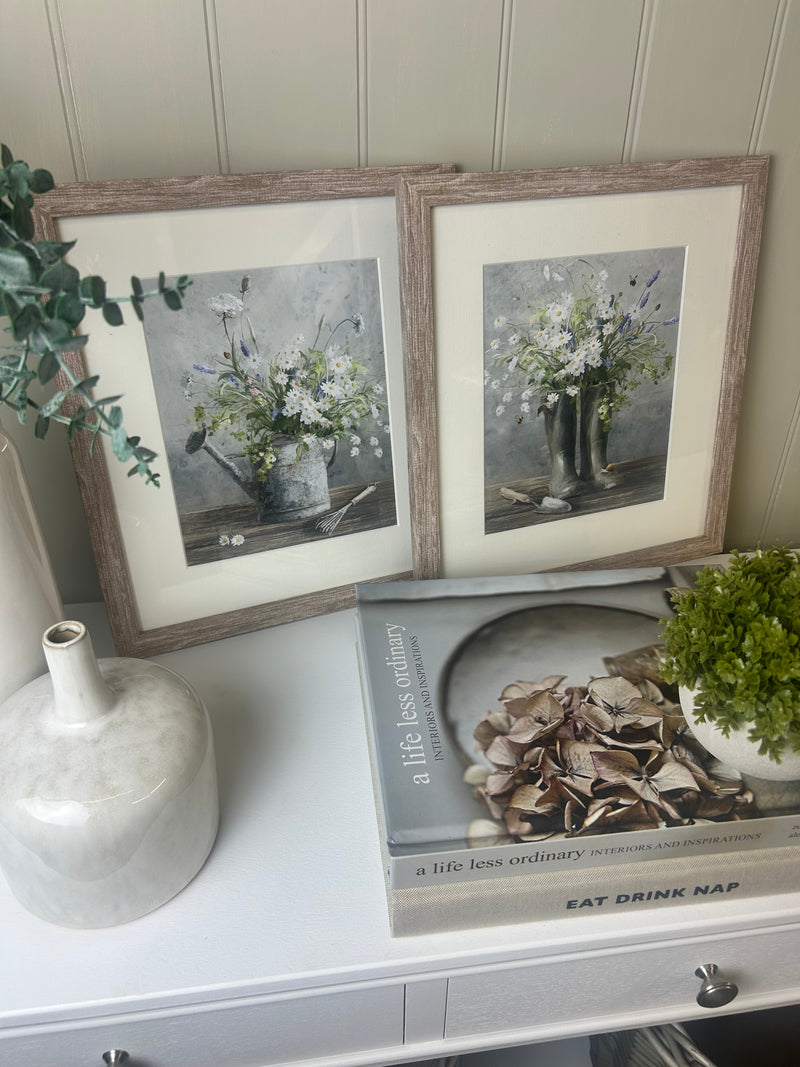 Pretty garden flower framed glazed mounted wall art picture 2 styles