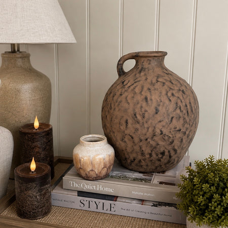 Ceramic Ripple Effect Stone brown Vase 25.5cm