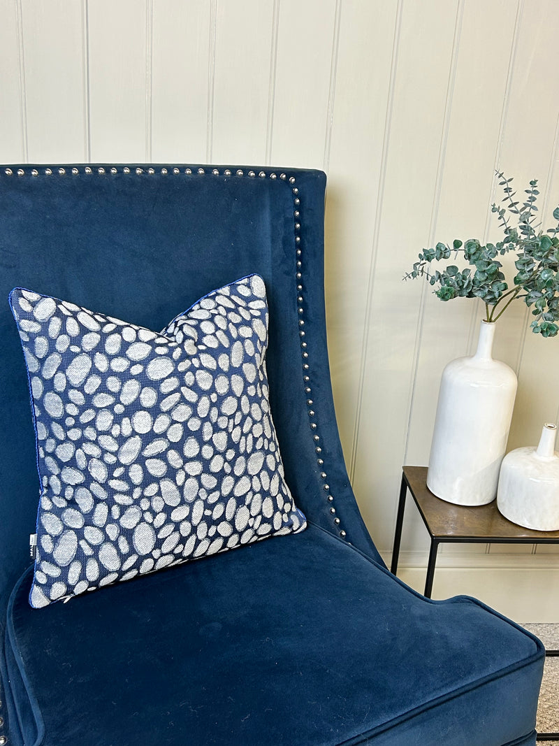 Navy Grey Pebble Texture Cushion 43cm