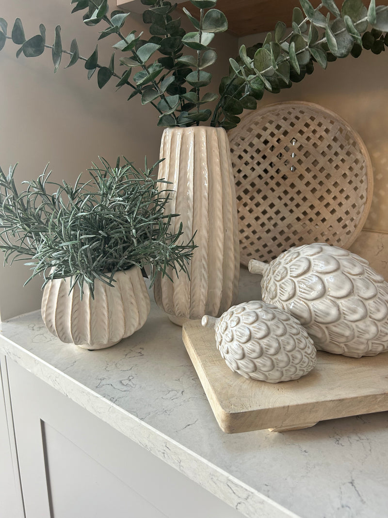 Osmington tall textured off white vase 28cm