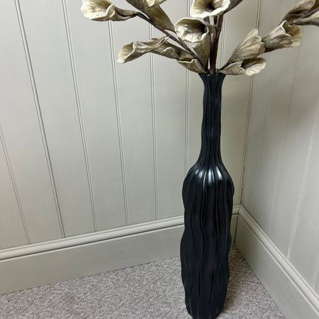 Tall gunmetal black textured tall slim vase 72cm